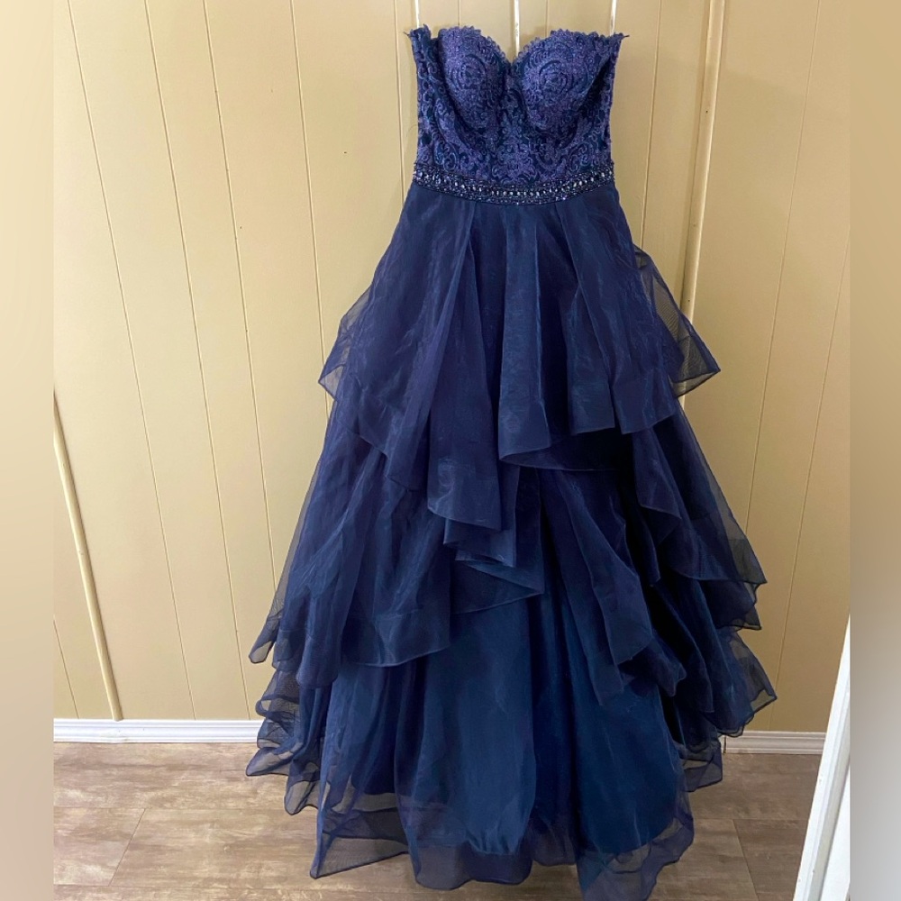 Ellie Wilde Mon Cheri Navy Blue Graduation/Prom Dress